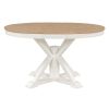 TREXM Retro Functional Extendable Dining Table with a 12" Leaf for Dining Room and Living Room (Oak Natural Wood + Off White)
