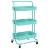 3-Tier Kitchen Trolley Turquoise 16.5"x13.8"x33.5" Iron and ABS