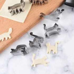 Set Of 6, Stainless Steel Animal Cookie Cutters, Kitten Moulds, Baking Cute DIY Cartoon Cookie Moulds Set (Color: Silvery)