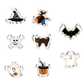 Halloween Cookie Cutters Set, 8 PCS Stainless Steel Halloween Cookie Cutters Shape (Color: style 2)