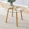 Modern Luxurious Round Tempered Glass Dining Table with Gold 7-Shaped Metal Legs,suitable for family meals, office conferences